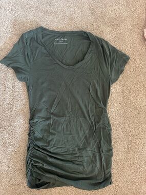 A Pea in the Pod Olive Scoop Neck Maternity Tee with Side Ruching